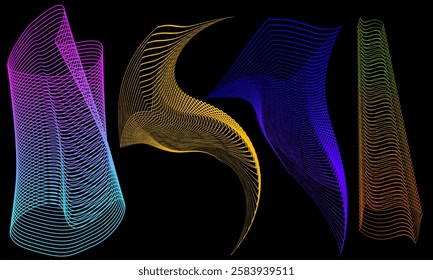 Abstract background with geometric wave lines. Futuristic geometric shapes. Vector illustration of original background.