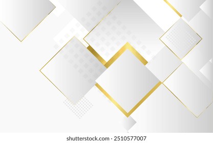 fundo abstrato Quadrados brancos geométricos e linhas de ouro, usados em mídia de trabalho de ilustração gráfica ou outros, ilustração 2d
