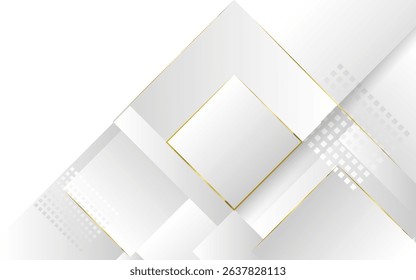 abstract background Geometric white squares and gold lines,used in graphic illustration work media or others ,2d  illustration