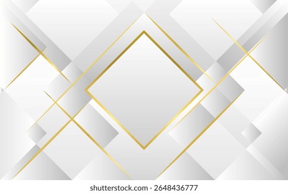 Fondo abstracto Cuadrados blancos geométricos y líneas de oro, utilizados en medios de trabajo de ilustración gráfica u otros, ilustración 2d