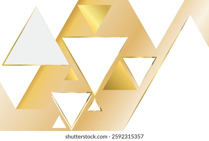 abstract background Geometric white Triangle and gold lines,used in graphic illustration work media or others ,2d  illustration