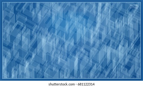 Abstract background geometric wireframe of building. Vector blueprint background for template design.