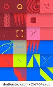 Resumo. Arte geométrica. Design de mosaico. Ilustração para brochura, cartaz, capa, cartão, apresentação, folheto ou banner.