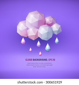 Abstract background with geometrical cloud.  Rain. Vector seasonal illustration.