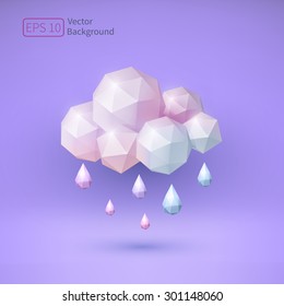 Abstract background with geometrical cloud.  Rain. Vector seasonal illustration.
