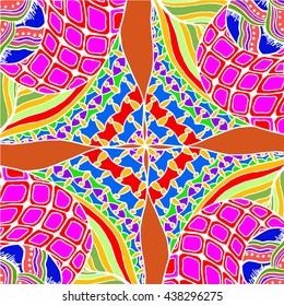 Abstract background of geometrical patterns drawing yellow pink