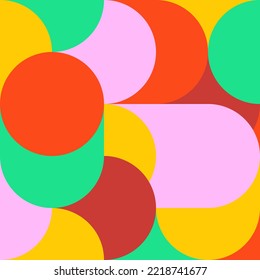 Abstract background geometry minimalistic design in overlapping circles. Vector pattern with colorful punchy colors. ready to use for textile, cloth, wrap and other.