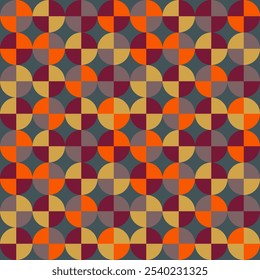 Geometría de fondo Abstractas Diseño minimalista en estilo hippie vintage. Patrón sin costuras de Vector con colores coloridos de los años 70. listo para usar para textiles, telas, abrigos y otros.