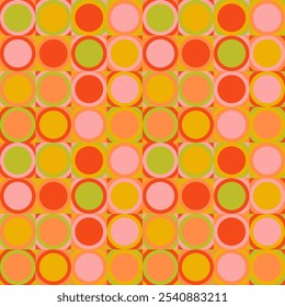 Abstract background geometry minimalistic design in vintage hippie style. Vector seamless pattern with colorful 70s colors. ready to use for textile, cloth, wrap and other.