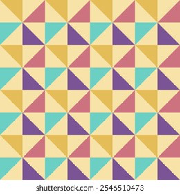 Abstract background geometry minimalistic design in vintage hippie style. Vector seamless pattern with colorful 70s colors. ready to use for textile, cloth, wrap and other.