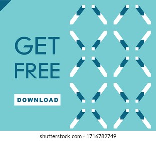 Abstract background. Get free download banner. Blue color. White and blue ornament