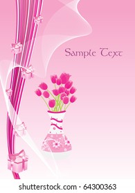 abstract background with gift box and flower pot