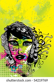 abstract background with girl drawing