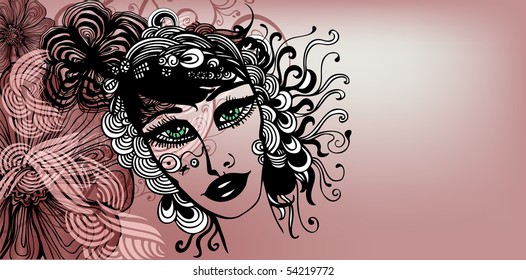 abstract background with girl drawing