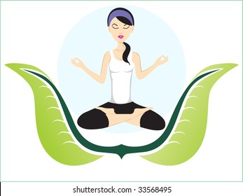 abstract background with girl in yoga pose