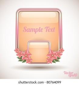 Abstract background with glass frame and flowers