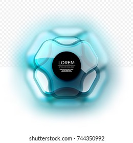 Abstract background, glass minimal cross shapes with blurred effects. Vector futuristic technology geometric abstract background