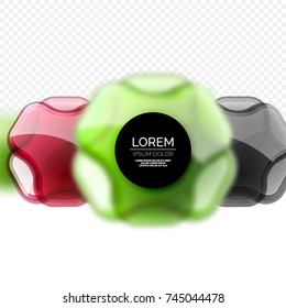 Abstract background, glass minimal cross shapes with blurred effects. Vector futuristic technology geometric abstract background