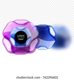 Abstract background, glass minimal cross shapes with blurred effects. Vector futuristic technology geometric abstract background