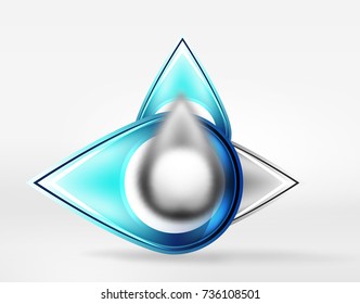 Abstrakter Hintergrund, Glas minimale runde und Pfeil-Formen in 3D-Raum mit unscharfen Effekten. Vektorgeometrischer abstrakter Hintergrund