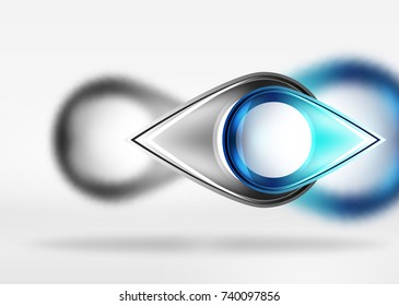 Abstrakter Hintergrund, Glas minimale runde und Pfeil-Formen in 3D-Raum mit unscharfen Effekten. Vektorgeometrischer abstrakter Hintergrund