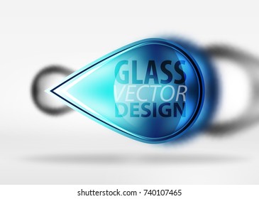Abstract background, glass minimal round and arrow shapes in 3d space with blurred effects. Vector geometric abstract background