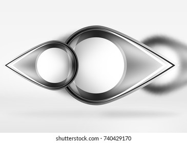 Abstrakter Hintergrund, Glas minimale runde und Pfeil-Formen in 3D-Raum mit unscharfen Effekten. Vektorgeometrischer abstrakter Hintergrund