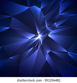Abstract background. Abstract glass. Vector triangles. Glossy bright triangles. With light in center.