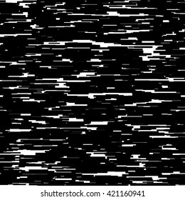 Abstract background with glitch effect, distortion, seamless texture, random horizontal black and white lines for design concepts, posters, banners, web, presentations and prints. Vector illustration.