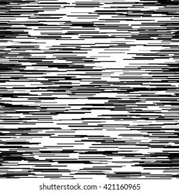 Abstract background with glitch effect, distortion, seamless texture, random horizontal black and white lines for design concepts, posters, banners, web, presentations and prints. Vector illustration.