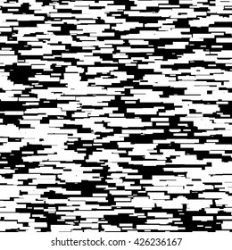 Abstract background with glitch effect, distortion, seamless texture, random horizontal black and white lines for design concepts, posters, banners, web, presentations and prints. Vector illustration.