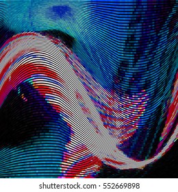 Abstract background with glitch effect, distortion texture, random wave color lines for design concepts, posters, wallpapers, presentations and prints. Vector illustration.