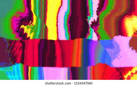 Abstract background glitch effect. Wave distortion of a fading video signal. Digital clutter of a television broadcast. Noise on the screen of a computer monitor. Vector illustration.