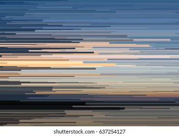 Abstract background with glitched horizontal stripes, stream lines. Concept of aesthetics of signal error. Glitch effect background for a poster, cover, design concepts, banners, web presentations.