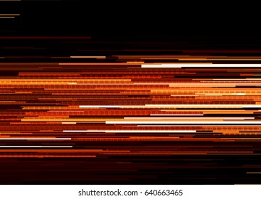 Fondo abstracto con rayas horizontales rayadas, fondo de código binario de línea de flujo con dos dígitos binarios 0 y 1. Conceptos de estética de error de señal, codificación de ordenador, hacker, encriptación.