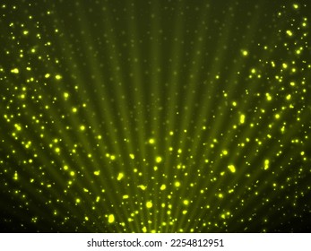 Abstrakter Hintergrund mit glänzenden Teilchen und glühenden Strahlen. Zauberhafter Hintergrund