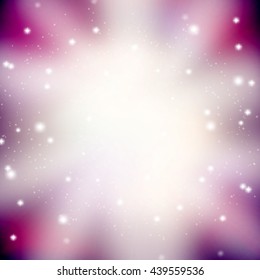 abstract background with glittering stars and light purple rays. vector
