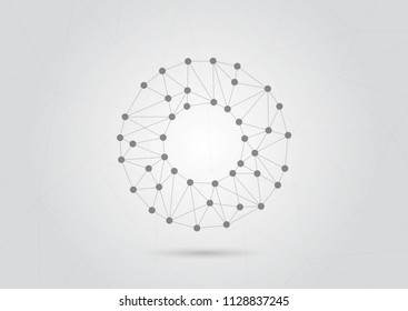 Abstract background global polygonal with dots and lines. Vector social network and connecting concept.
