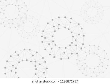 Abstract background global polygonal with dots and lines. Vector social network and connecting concept.