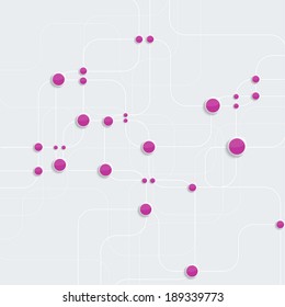 Abstract background with glossy buttons and curved lines.