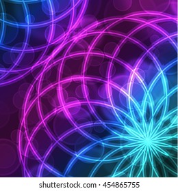 Abstract background with glossy geometry mandala. Art vector illustration