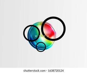 Abstract background - glossy glass bubbles, abstract sphere shapes, geometric dynamic composition with copyspace. Vector Illustration For Wallpaper, Banner, Background, Card, Book Illustration