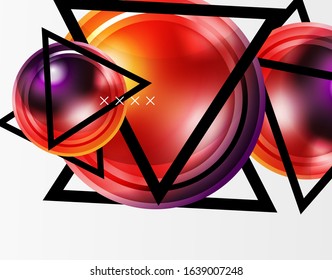 Abstract background - glossy glass bubbles, abstract sphere shapes, geometric dynamic composition with copyspace. Vector Illustration For Wallpaper, Banner, Background, Card, Book Illustration