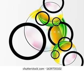 Abstract background - glossy glass bubbles, abstract sphere shapes, geometric dynamic composition with copyspace. Vector Illustration For Wallpaper, Banner, Background, Card, Book Illustration