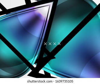 Fondo abstracto - burbujas de vidrio brillante, formas abstractas de esfera, composición dinámica geométrica con espacio de copia. Ilustración Vectorial Para Papel De Fondo De Pantalla, Banner, Fondo, Tarjeta, Ilustración Del Libro