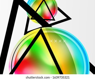 Abstrakter Hintergrund - glänzende Glasblasen, abstrakte Kugel-Formen, geometrische dynamische Komposition mit Kopienraum. Vektorgrafik für Bildschirmhintergründe, Banner, Hintergrund, Karte, Buchillustration