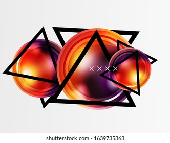 Abstract background - glossy glass bubbles, abstract sphere shapes, geometric dynamic composition with copyspace. Vector Illustration For Wallpaper, Banner, Background, Card, Book Illustration