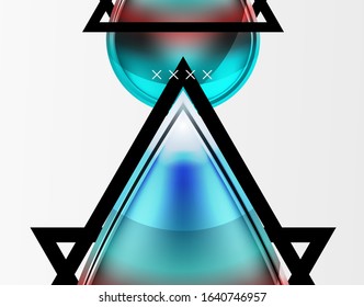 Abstrakter Hintergrund - glänzende Glasblasen, abstrakte Kugel-Formen, geometrische dynamische Komposition mit Kopienraum. Vektorgrafik für Bildschirmhintergründe, Banner, Hintergrund, Karte, Buchillustration