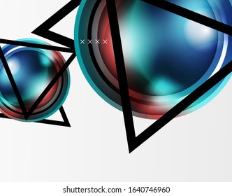 Abstract background - glossy glass bubbles, abstract sphere shapes, geometric dynamic composition with copyspace. Vector Illustration For Wallpaper, Banner, Background, Card, Book Illustration