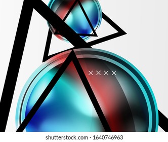 Abstract background - glossy glass bubbles, abstract sphere shapes, geometric dynamic composition with copyspace. Vector Illustration For Wallpaper, Banner, Background, Card, Book Illustration